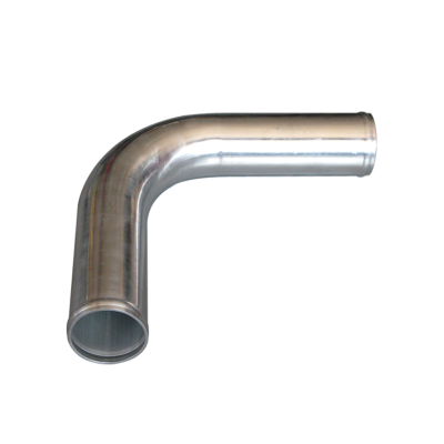 2.25" 90 Degree Mandrel Bent Polished Aluminum Pipe, 2.0mm Thick Tube, 18" Length