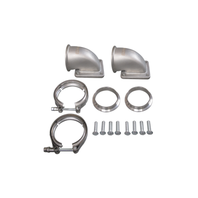 3" Vband T4 Turbo 90 Degree Elbow Adapter Flange Tube 304 SS Cast + Clamp 1 Pair