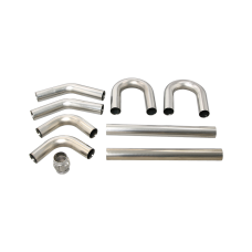 Universal Stainless Piping Kit 2.5" 8 pcs 45 90 + Exhaust Flex Pipe