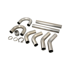 Universal Stainless Piping Tube  Kit 3" 8 pcs 45 90 + Exhaust Flex Pipe Vband