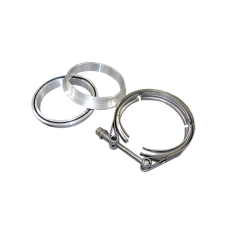 4.0" Stainless Steel V-Band Clamp + 4.0" I.D. Aluminum Flanges Male/Female (2 Flanges) with O-ring seal