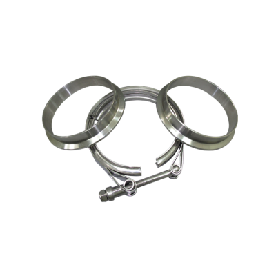 4" V-Band Clamp + 4" Downpipe Flange Male/Female (2 Flanges), Stainless Steel, CNC Machined Flange
