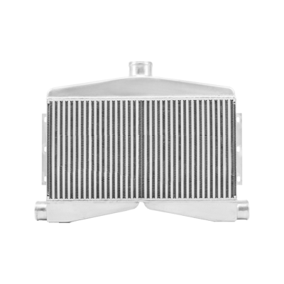 2-In-1-Out Twin Turbo Bar & Plate Aluminum Intercooler 3.5" Core Dual 2.5 Inlet