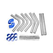 2" Universal Aluminum Piping Kit Tube with 2 Elbow Hoses, Mandrel Bent, Polished, 2.0mm Thick, 18" Lenght